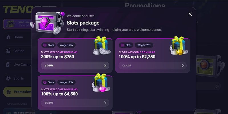 Tenobet casino screenshot