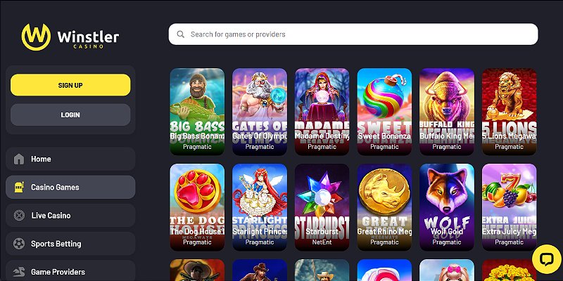 Winstler casino screenshot